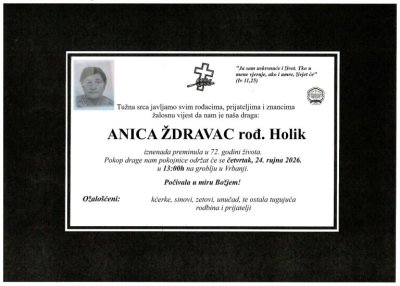 Fotografija osobe Anica Ždravac rođ. Holik