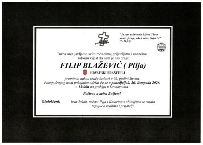 Fotografija osobe Filip Blažević (Pilja) – Hrvatski branitelj