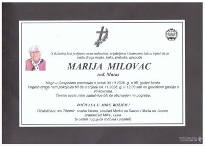 Fotografija osobe Marija Milovac rođ. Maras