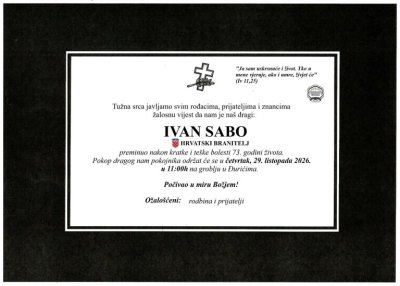 Fotografija osobe Ivan Sabo – Hrvatski branitelj