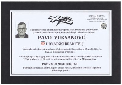 Fotografija osobe Pavo Vuksanović – Hrvatski branitelj